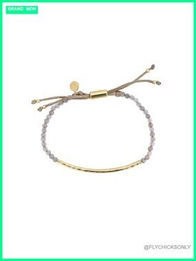 Gold Plated Gemstone Bracelet Adjustable Slide Closure Stackable